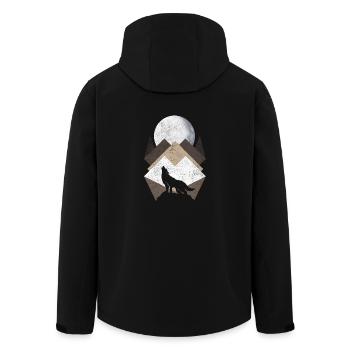 Wolf, Mond & Berge - geometrisch Geschenk T-Shirts - Recycelte Männer Softshell-Jacke von Stanley/Stella - Schwarz - Hinten - AI Model Male 185 light (185cm)