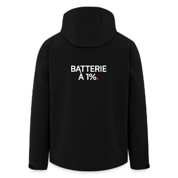 Battery at 1% humor fatigue work - Men’s Recycled Softshell Jacket by Stanley/Stella - black - Back - AI Model Male 185 light (185cm)