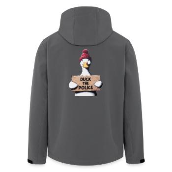 Duck the Police in street art style - Men’s Recycled Softshell Jacket by Stanley/Stella - anthracite - Back - AI Model Male 185 light (185cm)