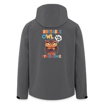 Irritable Owl Syndrome, funny pun - Men’s Recycled Softshell Jacket by Stanley/Stella - black - Back - AI Model Male 185 light (185cm)
