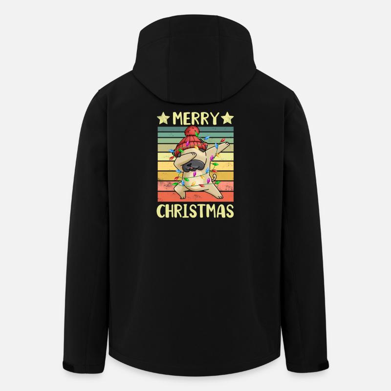 Frohe Weihnachten Hund Mops - Recycelte Männer Softshell-Jacke von Stanley/Stella - Schwarz