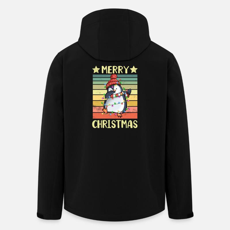 Merry Christmas Penguin - Men’s Recycled Softshell Jacket by Stanley/Stella - black