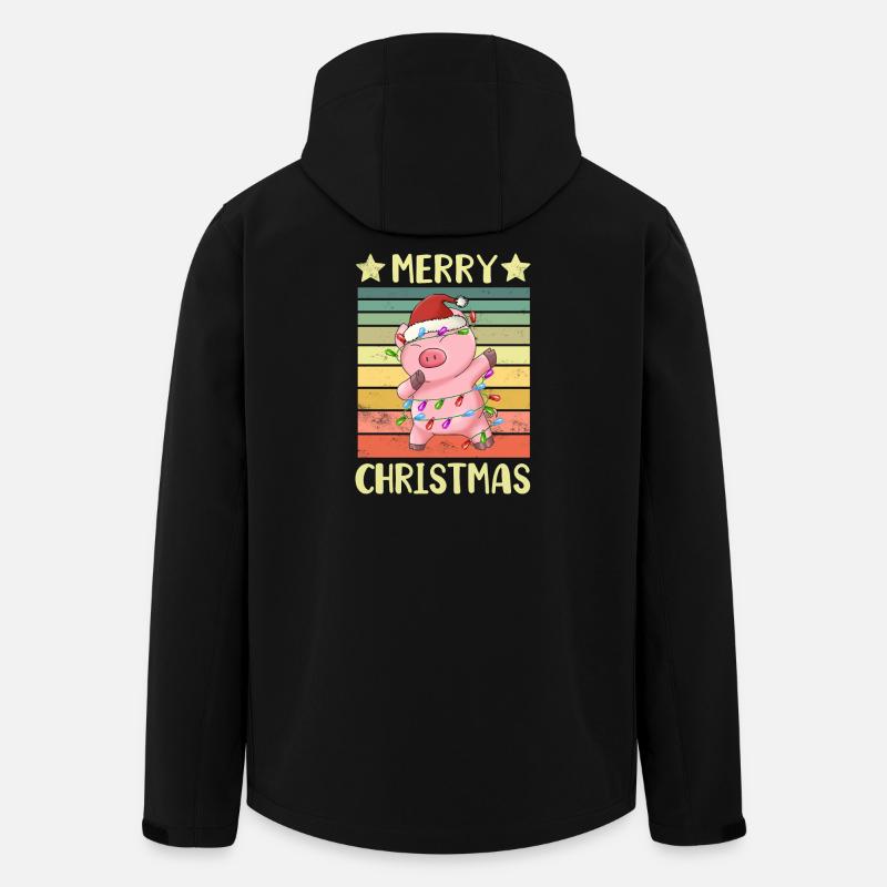 Joyeux Noël Cochon - Veste softshell homme en polyester recyclé Stanley/Stella - noir