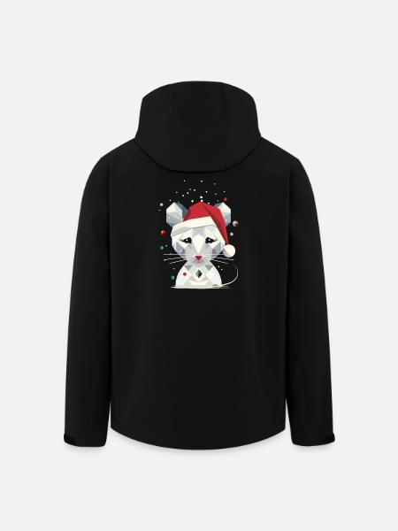 Schneemaus im geometrischen Weihnachtsdesign - Recycelte Männer Softshell-Jacke von Stanley/Stella - Schwarz