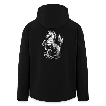 Mythical Hippocampus, Sea Stallion Illustration - Men’s Recycled Softshell Jacket by Stanley/Stella - black - Back - AI Model Male 185 light (185cm)