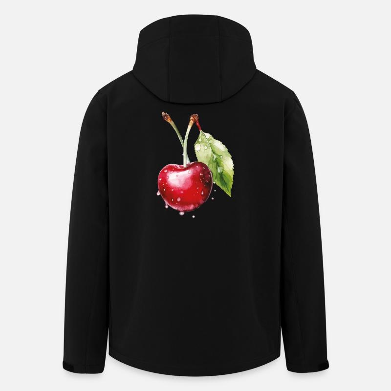 Cerise fruitée avec gouttelettes d’eau - Veste softshell homme en polyester recyclé Stanley/Stella - noir