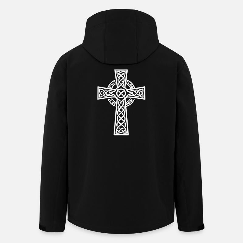 Croix celtique nœudé blanc sur noir - Veste softshell homme en polyester recyclé Stanley/Stella - noir
