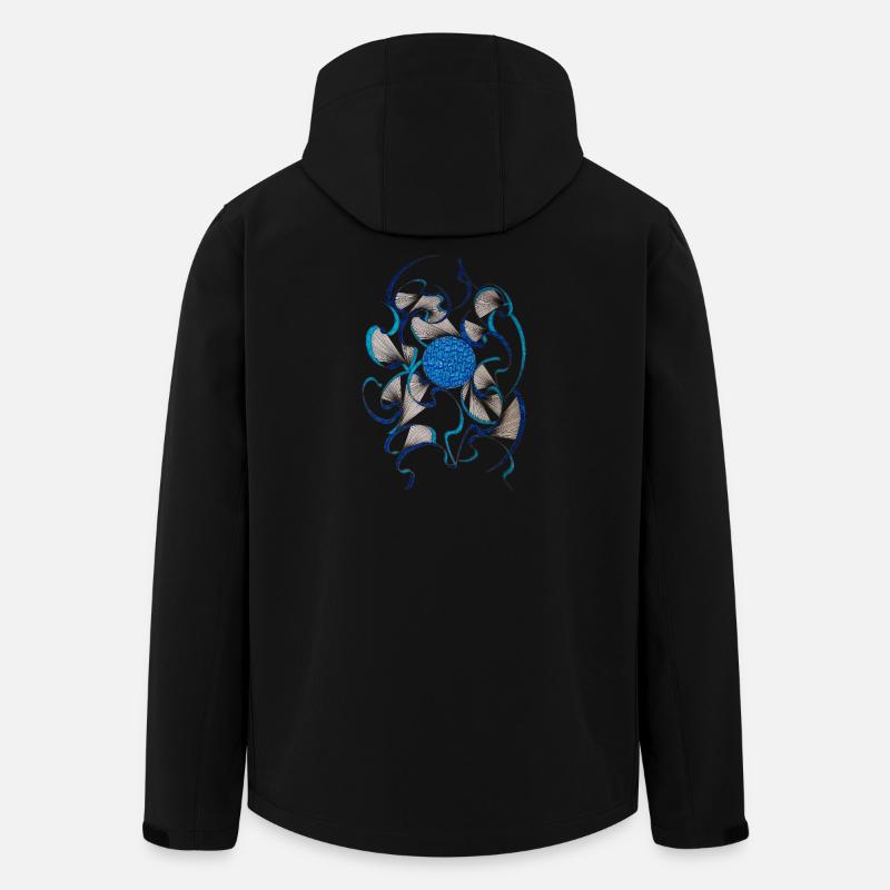 Blue Swirl Flower Pattern - Men’s Recycled Softshell Jacket by Stanley/Stella - black