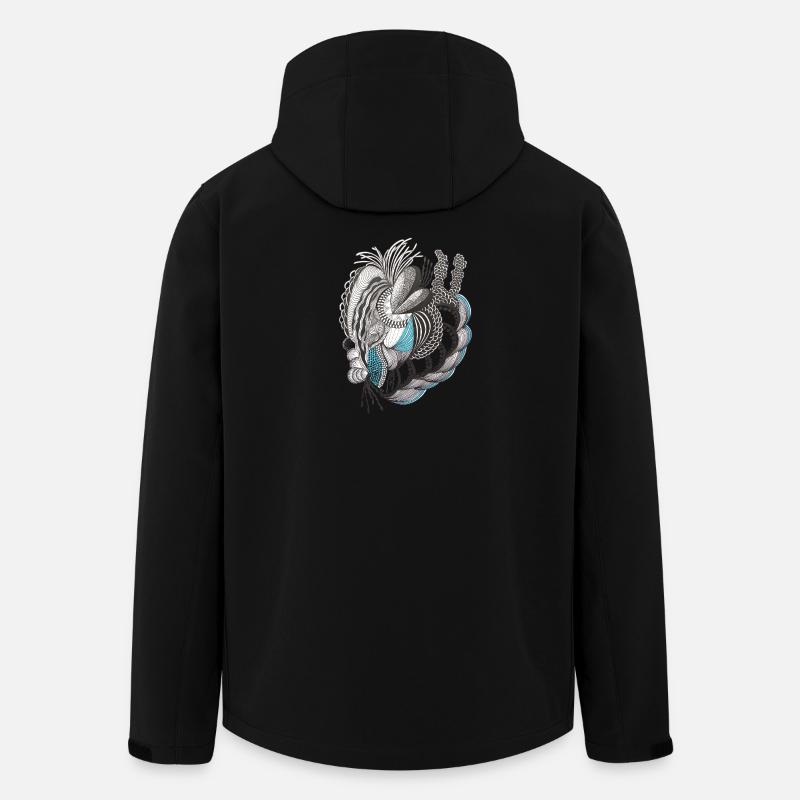 Organische Linienkunst Blauakzent - Recycelte Männer Softshell-Jacke von Stanley/Stella - Schwarz