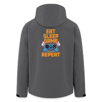 Eat Sleep Game Repeat - Men’s Recycled Softshell Jacket by Stanley/Stella - black - Back - AI Model Male 185 light (185cm)