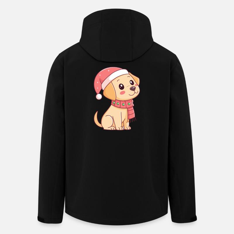 Chiot festif au bonnet de Noël - Veste softshell homme en polyester recyclé Stanley/Stella - noir