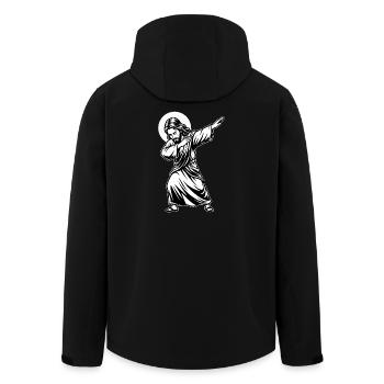 Dabbing Jesus - Funny Meme  - Men’s Recycled Softshell Jacket by Stanley/Stella - black - Back - AI Model Male 185 light (185cm)