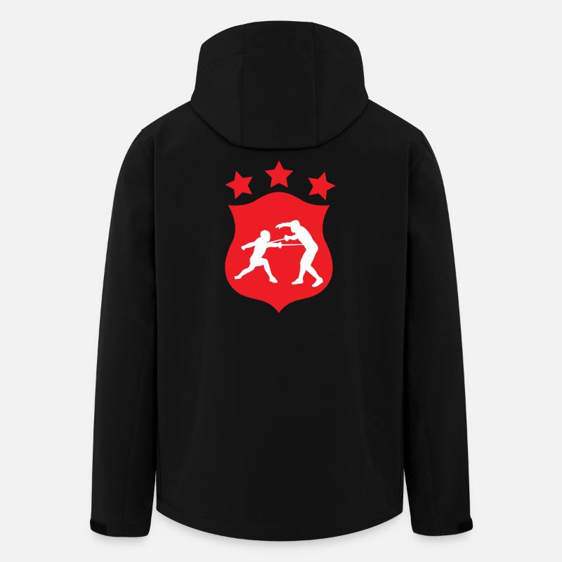 Fecht-Silhouetten-Duell und Kampfwappen - Recycelte Männer Softshell-Jacke von Stanley/Stella - Schwarz