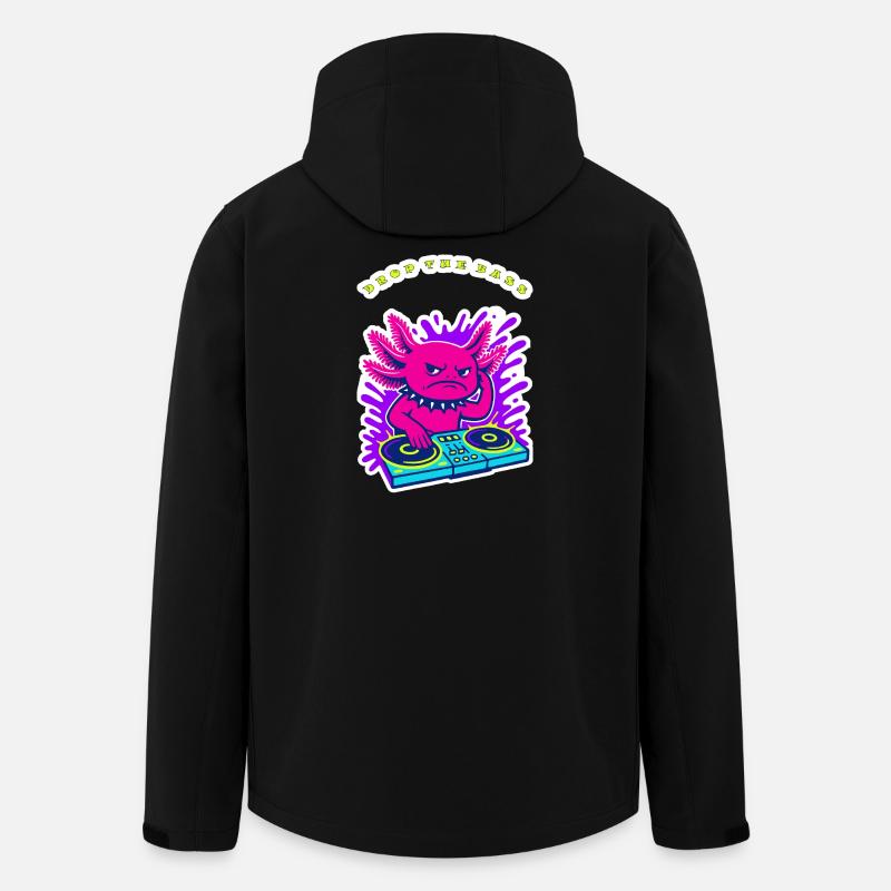 Angry Axolotl DJ – Lass den Bass Neon-Design fallen - Recycelte Männer Softshell-Jacke von Stanley/Stella - Schwarz