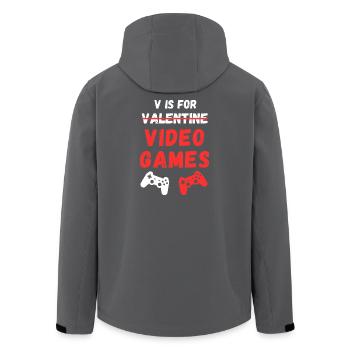 V Is For Video Games - Men’s Recycled Softshell Jacket by Stanley/Stella - black - Back - AI Model Male 185 light (185cm)