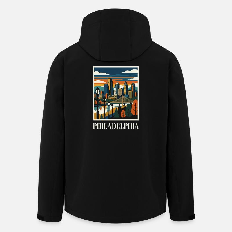 Philadelphia Skyline Sunset Poster - Men’s Recycled Softshell Jacket by Stanley/Stella - black