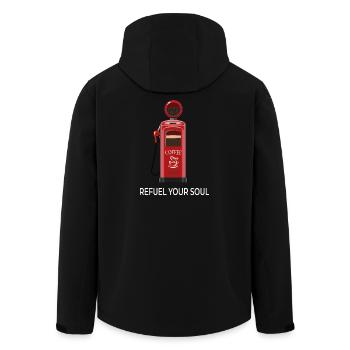 Coffee Station - Refuel Your Soul - Men’s Recycled Softshell Jacket by Stanley/Stella - black - Back - AI Model Male 185 light (185cm)