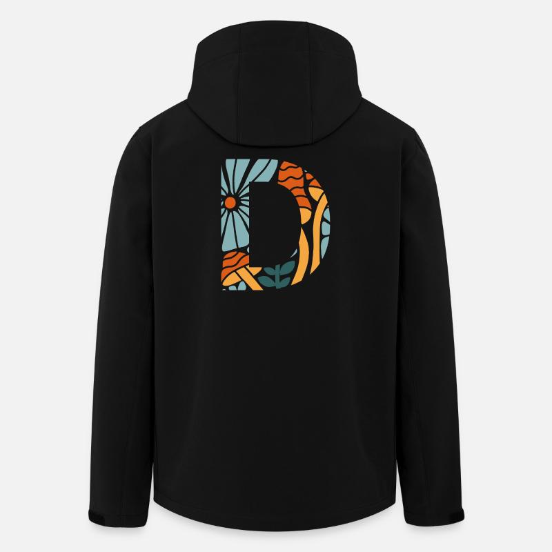 Lettre D fleurs groovy idée cadeau  - Veste softshell homme en polyester recyclé Stanley/Stella - noir