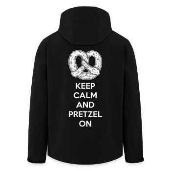 Brezel Spruch Keep Calm Brezeln Bäckerei Bäcker - Recycelte Männer Softshell-Jacke von Stanley/Stella - Schwarz - Hinten - AI Model Male 185 light (185cm)