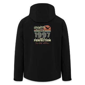 Geburtstag März 1997 - Recycelte Männer Softshell-Jacke von Stanley/Stella - Schwarz - Hinten - AI Model Male 185 light (185cm)
