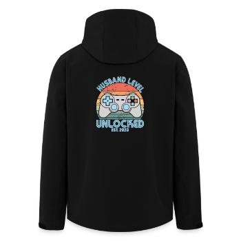 Niveau de mari débloqué Est. 2023 Drôle d’hommes mariés - Veste softshell homme en polyester recyclé Stanley/Stella - noir - Dos - AI Model Male 185 light (185cm)