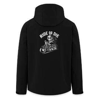 Ride or Die - Stunning Skeleton Biker Quote - Men’s Recycled Softshell Jacket by Stanley/Stella - black - Back - AI Model Male 185 light (185cm)