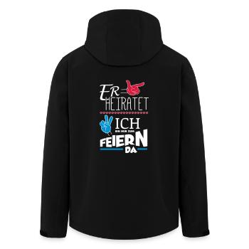 ER HEIRATET JGA - Recycelte Männer Softshell-Jacke von Stanley/Stella - Schwarz - Hinten - AI Model Male 185 light (185cm)
