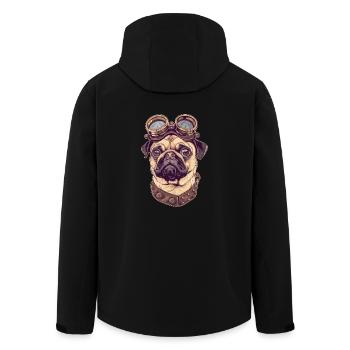 Steampunk Pug - Men’s Recycled Softshell Jacket by Stanley/Stella - black - Back - AI Model Male 185 light (185cm)