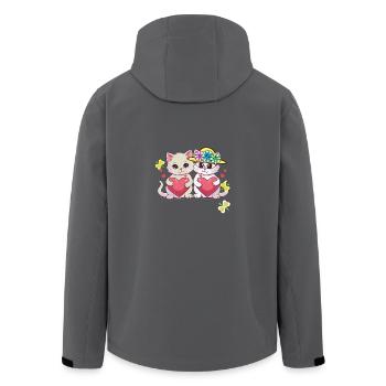 Katze Katzen Herz Herzen Valentin Valentinstag - Recycelte Männer Softshell-Jacke von Stanley/Stella - Schwarz - Hinten - AI Model Male 185 light (185cm)