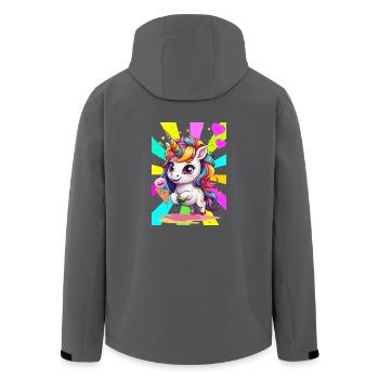 Retro Unicorn Unicorns Kids Girls Boys - Men’s Recycled Softshell Jacket by Stanley/Stella - black - Back - AI Model Male 185 light (185cm)