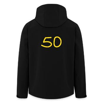 50.Geburtstag fünfzig gelbe Zahl - Recycelte Männer Softshell-Jacke von Stanley/Stella - Schwarz - Hinten - AI Model Male 185 light (185cm)