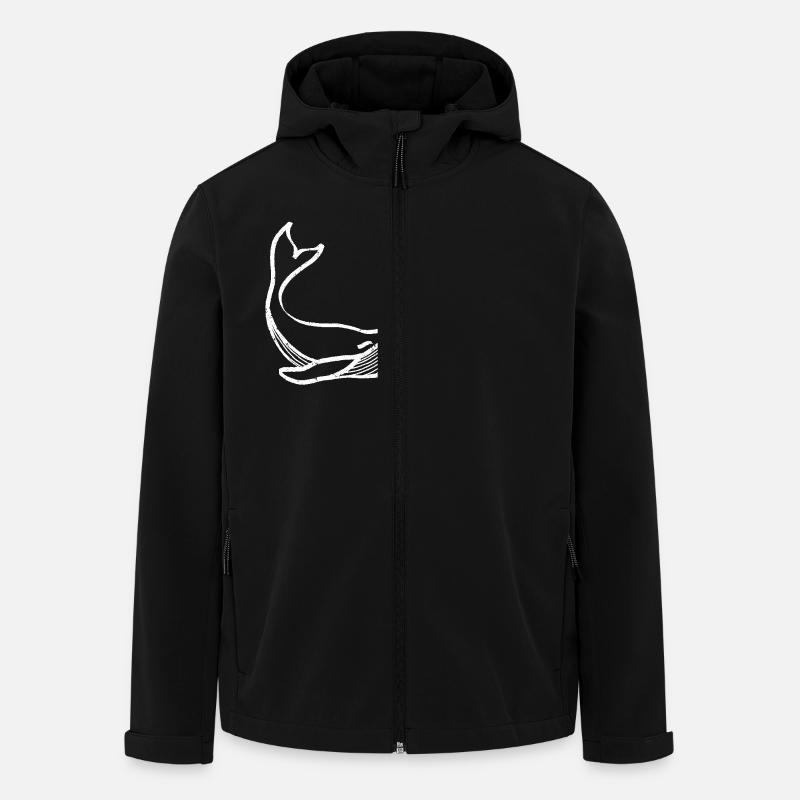 Strichzeichnung eines weißen Wals - Recycelte Männer Softshell-Jacke von Stanley/Stella - Schwarz