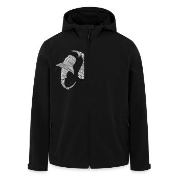 Zwei Walhaie in eleganter Line-Art - Recycelte Männer Softshell-Jacke von Stanley/Stella - Schwarz - Vorne - AI Model Male 185 light (185cm)