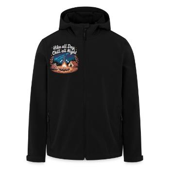 Hike All Day, Chill All Night – Camping Adventure - Men’s Recycled Softshell Jacket by Stanley/Stella - black - Front - AI Model Male 185 light (185cm)