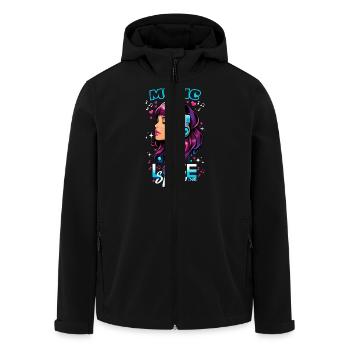 Love musique - fan de music - Fréquence love - Veste softshell homme en polyester recyclé Stanley/Stella - noir - Devant - AI Model Male 185 light (185cm)