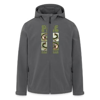 Pike Fisherman – Vintage Pike Fish Art - Men’s Recycled Softshell Jacket by Stanley/Stella - anthracite - Front - AI Model Male 185 light (185cm)