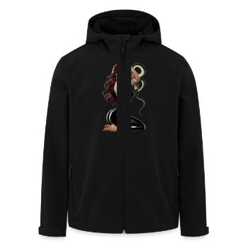 Tätowierte Rothaarige Frau mit Schlange - Recycelte Männer Softshell-Jacke von Stanley/Stella - Schwarz - Vorne - AI Model Male 185 light (185cm)