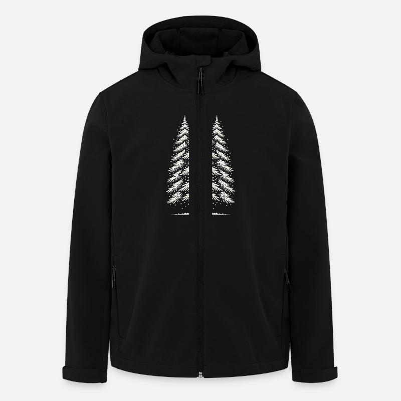 arbres enneigés neige hiver noël - Veste softshell homme en polyester recyclé Stanley/Stella - noir