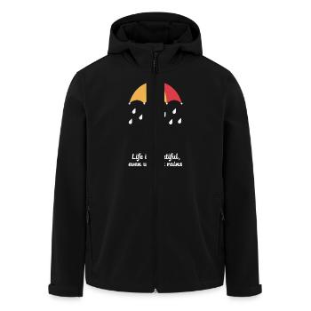 LA VIE SOUS LA PLUIE EST BELLE - Veste softshell homme en polyester recyclé Stanley/Stella - noir - Devant - AI Model Male 185 light (185cm)