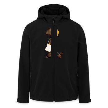 Münchner Kindl avec sac de jute et teckel - Veste softshell homme en polyester recyclé Stanley/Stella - noir - Devant - AI Model Male 185 light (185cm)