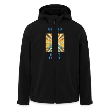 get to the next level - Men’s Recycled Softshell Jacket by Stanley/Stella - black - Front - AI Model Male 185 light (185cm)