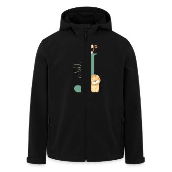 Letter j green jungle animals - Men’s Recycled Softshell Jacket by Stanley/Stella - black - Front - AI Model Male 185 light (185cm)