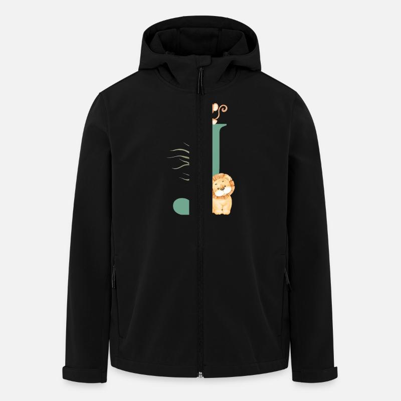 Buchstabe j grüne Dschungeltiere - Recycelte Männer Softshell-Jacke von Stanley/Stella - Schwarz