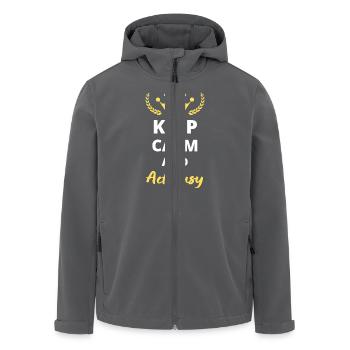 "Keep Calm and Act Busy" - Humor and professional laziness - Men’s Recycled Softshell Jacket by Stanley/Stella - anthracite - Front - AI Model Male 185 light (185cm)