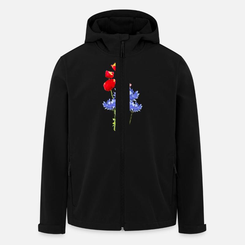 Kornblume Mohn-Collage- - Recycelte Männer Softshell-Jacke von Stanley/Stella - Schwarz