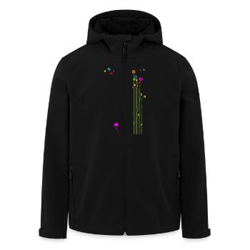 Frühling Flamingo Blumen Schmetterlinge - Recycelte Männer Softshell-Jacke von Stanley/Stella - Schwarz - Vorne - AI Model Male 185 light (185cm)