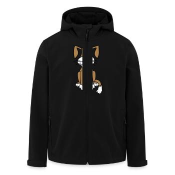 Hund Sitzt Süß Kleiner Glücklicher Welpe Haustier - Recycelte Männer Softshell-Jacke von Stanley/Stella - Schwarz - Vorne - AI Model Male 185 light (185cm)