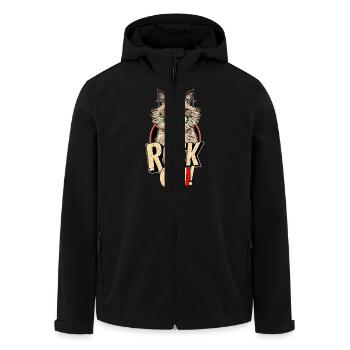 Cat - Rock on - Men’s Recycled Softshell Jacket by Stanley/Stella - black - Front - AI Model Male 185 light (185cm)