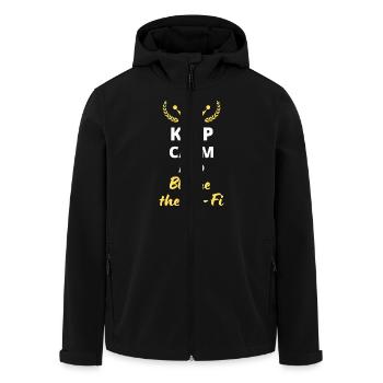 "Keep Calm and Blame the WiFi" - Humor technology - Men’s Recycled Softshell Jacket by Stanley/Stella - black - Front - AI Model Male 185 light (185cm)