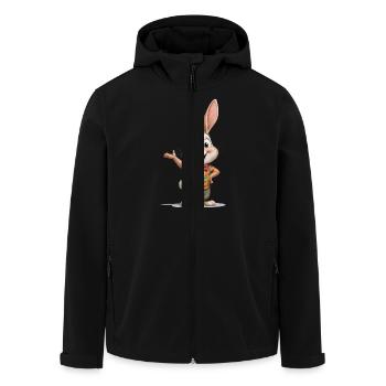 Lapin heureux - Veste softshell homme en polyester recyclé Stanley/Stella - noir - Devant - AI Model Male 185 light (185cm)